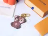 Rings M80242 puppy dog key chain three color collage leather Monogram flowers