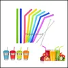 Drinking Straws Drinking St Sile Stripes 6 Color Eco Sts Reusable For 800Ml Mugs Smoothie Flexible Sucker Dh0011 123 J2 Drop Deliver Dhxaw