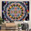 Arazzi Trippy Mushroom Tapestry Astratto Hippie Colorato Appeso a parete Mandala Fantasia Nero Cielo stellato Camera da letto