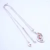 Colares pendentes Moda Moda Silver Bated Bohemia Festa de aniversário Red Fire Opal Leather Cord Chain Charclace Op044