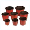 Vasi da fiori Vasi da fiori a doppio colore Plastica Rosso Nero Vivaio Bacino per trapianto Vaso da fiori infrangibile Fioriere per la casa Suppl da giardino Dh4Mb