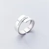 Cluster Rings Sole Memory Geometric Smooth Letters Soul Mate Silver Color Female Resizable Opening SRI651