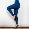 Shascullfites Melody Jean skinny extensible bleu foncé pour femme vintage taille haute à enfiler extensible