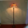 Lampadaires européens Tiffany couleur verre rouge libellule art salon salle à manger chambre lampe décorative