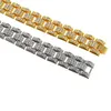 Link bransoletki bransoletka dla mężczyzn kobiety pełne lodowane biżuteria Hip Hop Bling luksusowy duży złoty łańcuch męski briewek Prezenty