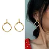 Dangle Ohrringe Vintage Matte Gold für Frauen Mädchen Geometrisch Retro Unregelmäßige runde Tropfen Ohrring Europäischer Gothschmuck Brincos 2022