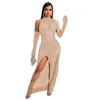 Casual Dresses Women Sexy Mesh Perspective Dress Long Sleeve Maxi Woman Shinny Club Party Female Summer Outfits