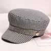 Visir H294 Kvinnor faller vinter Visor hatt koreansk mode all-match rutan platt topp marin cap damer brittiska retro strass casual mössor