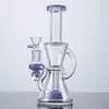 Klein Recycler Bong 7 Inch Small Hand Glass Bongs Showerhead Perc Hookahs Green Purple Heady Glass Water Pipes Straight Tube 14mm Joint Samll Dab Rigs