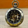 جيب الساعات الفاخرة الميكانيكية النحت البرونزية ساعة للرجال نساء steampunk زهرة محفورة بحالة رومانية العدد