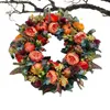 Decorative Flowers 45/40/30cm Thanksgiving Wreaths Fall Door Wreath Peony Pumpkin Artificial Autumn Front For Home Decor