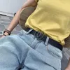 Bälten 2022 modeklänningsbältesdesigner för kvinnor avslappnad lyx justerbar runda spänne damer jeans