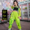 Stage Wear Hip Hop Costumes Girls Fluorescent Green Tops Pants Street Dance Outfit Modern Jazz Performance Rave Clothes BL7110