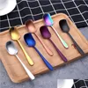 Spoons Fashion Stainless Steel Ice Cream Handle Spoon Shiny Colorf Drinking Spoons Western Flatware Kitchen Gadge 4 5Xc E1 Drop Deli Dhkaw