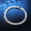 Lien Bracelets 925 Argent À La Mode Élégant Créatif Étincelant Zircon Bracelet Bijoux De Mariée Pour Les Femmes Avec Boîte-Cadeau Délicat