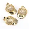 Colares pendentes 5pcs Gold -color Crystal Hat Charms Pingents for Jewelry Making Brincos Diy Colar Bracelet Brass Copper