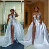 Nowa suknia balowa suknie ślubne seksowne jedno ramię wysokie z boku podzielone koronkowe aplikacje ślubne suknie ślubne