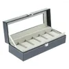 Watch Boxes Large 6 Slot Display Case Box Jewelry Bracelet Storage With Clear Top For Shop Store