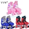 Ice Skates Girls Boy Kids Child Adjustable Quad Roller Shoes Sliding Sneakers 4 Wheels 2 Row Line Outdoor For Beginner L221014