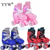 Schlittschuhe Mädchen Junge Kinder Kind Einstellbare Quad Roller Schuhe Schiebe Turnschuhe 4 Räder 2 Reihe Linie Outdoor Für Anfänger L221014