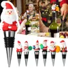 Tappi per vino Babbo Natale in cartone animato Strumenti da bar Decorazioni per feste di Natale Tappi per vino in metallo Champagne Tappo per bottiglia di Natale