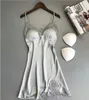 Damska odzież sutowa moda seksowna zawiesia Nightdress Summer Kobiet Ice Silk Deep V-Neck spódnica koronkowa Koronkowa piżama