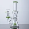 Klein Recycler Bong 7 Inch Small Hand Glass Bongs Showerhead Perc Hookahs Green Purple Heady Glass Water Pipes Straight Tube 14mm Joint Samll Dab Rigs