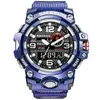 Montres-bracelets 2022 SMAEL hommes bleu grand cadran Sport montres jeunes hommes étanche Led numérique analogique Quartz Relogios Masculinos