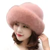 Berets Winter Fauant Fur Fur Hat القبعة الموضة للنساء 2022 قبعات دافئة في الهواء الطلق هدايا عيد الميلاد Gorros Invierno Mujer