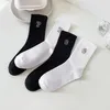 Sports Socks Male and Female Lovers Embroidered Letters In The Tube Socks Solid Color Trend Versatile Movement