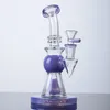 7 pouces Mini Bong Pyramid Design Narguilés Court Nect Embout En Verre Bongs Violet Vert Heady Conduites D'eau Pomme De Douche Perc Petits Dab Rigs Avec Bol Joint De 14mm