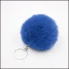 Keychains Lanyards MTI Farbe 8 cm Kaninchen Pelzkugel Schl￼sselbund Pom Pl￼sch Auto Handtasche Schl￼sselring Anh￤nger Kette Ringe Drop Lieferung 2022 FA DHXYA