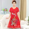 Casual jurken zomer elegante vintage vintage Chinese stijl jurk chiffon phoenix bloemen bedrukte vrouwen 5xl feest midi gewaad femme