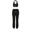 Tweede stuk broek voor dames modieuze dame tracksuit set backless trekkoord vrouwen crop top top elastische taille zachte broek suit