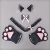 Festival Parti Malzemeleri Peluş Lolita Hayvan Kulakları Headdress Aksesuarları Kedi Kulak Saçkop Çat Tie Cat Claw Eldiven Kediler Kuyruk Seti Cosplay Araçları ZC959