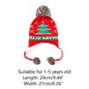 Bérets enfants hiver doublure en peluche bonnet tricoté chapeau de noël Santa bonhomme de neige Jacquard mignon long pompon chaud oreillette capuche casquette