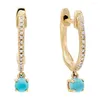 Hoop￶rh￤ngen Original Brand Factory Custom Wholesale Classic Turquoise Dangle Huggie Earring 925 Silver