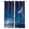 Curtain Night Curtains Fantasy Moon And Clouds Over Calm Water Seascape Dramatic Cloudy Dark Sky Living Room Bedroom Window Decor