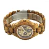 Polshorloges Bewell heren sandaal houten horloges handgemaakt datum display analoge kwarts vintage round houten horloge