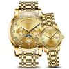 Wristwatches AESOP Luxury Couple Golden Fashion Stainless Steel Lovers Watch Automatic Mechanical Wrist Watches For Women & Men