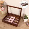 Jewelry Pouches Transparent Top Wooden Collection Display Storage Box For Bracelets Ring Earrings Multifunctional Organizer