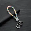 سلاسل المفاتيح Mkendn Metal Key Chain مع مفاتيح Boho Pooho Surfer Rope Rope حامل سيارة ملونة الصداقة لصديق