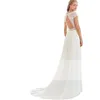 Abiti da sposa a trapezio country in pizzo all'uncinetto con manica corta 2023 Gioiello collo Abito da sposa giardino boemo Vestido de noiva branco