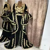 Kosovo Albanese zwarte gouden avondjurken met lange mouw 2023 kanten bloemenvestidos gelegenheid prom Formal jurken outfits vestido de fiesta