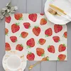 Tovagliette Modello di frutta Fragola Kawaii Carino Tovaglietta da cucina Tovaglietta in cotone Lino Tappetino da pranzo Ciotola Tappetino 42 32 cm Decorazioni per la casa