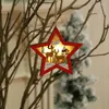 Christmas Decorations LEDs Luminous Wooden Star DIY Tree Hanging Chalet Cute Wood House For