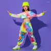 Scene Wear Hip Hop Clothing Multicolor Sweatshirt Casual Pants For Girls Jazz Ballroom Dancing Clothes Outfits Colorful Rave