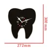 Zegary ścienne w kształcie zęba laserowy drewniany zegar do kliniki dentystycznej biuro dekoracje stomatologiczne dzieła sztuki