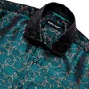 Men's Casual Shirts Green Floral Men Shirt Silk Vintage Long Sleeve Spring Autumn Fit-Dress Party Gifts Male High Quality Barry.Wang