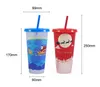 Creative Christmas Drinkware Cold Color Changing Plastic Cups Christmion Decoration Juice Cup With Lock och Straw SN4226